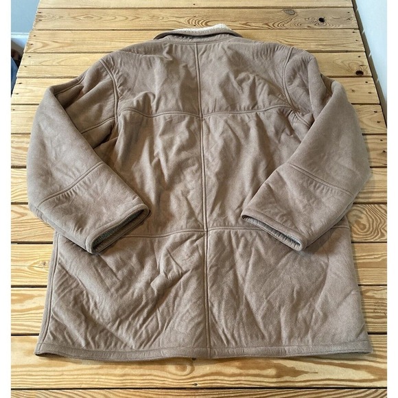 Vintage Utex Design Suede Sherpa Lined Coat Size Large Women’s Beige - Picture 2 of 9